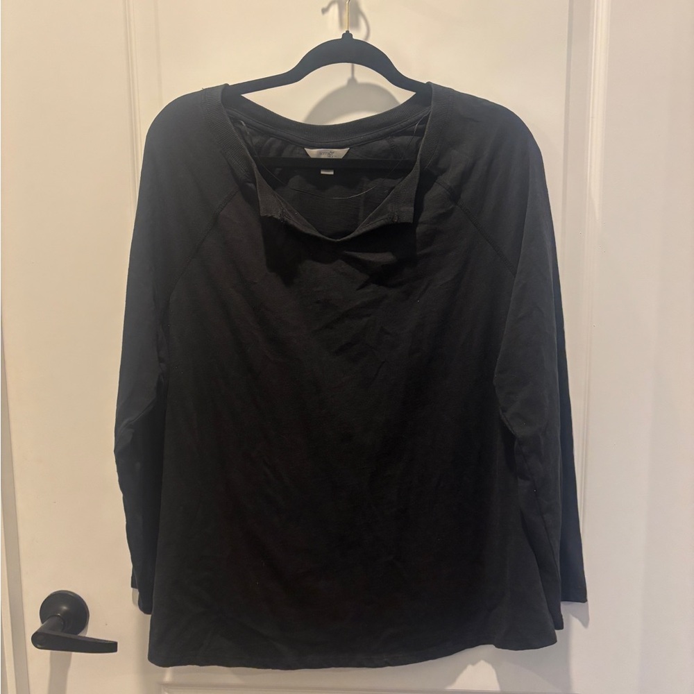 Terra & Sky Black/Purple Crew Neck Top